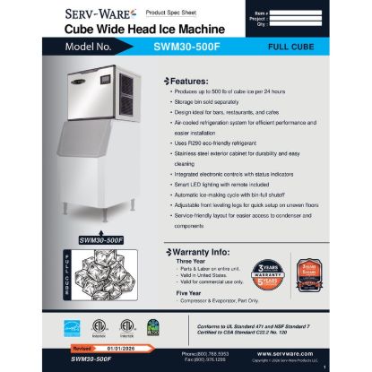 图片 Serv-Ware SWM30-500F 制冰机 500 磅日产量 |美国设备直销